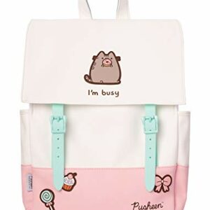 Mochila rosa Pusheen de Grupo Erik con diseño de gato y frases graciosas.