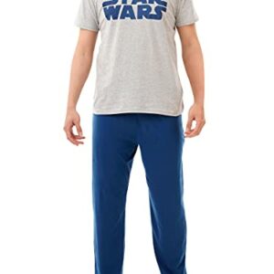 Pijama para hombre de Star Wars con camiseta gris y pantalón azul, talla pequeña.