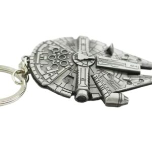 Llavero metálico del Millennium Falcon en plata para fans de Star Wars.