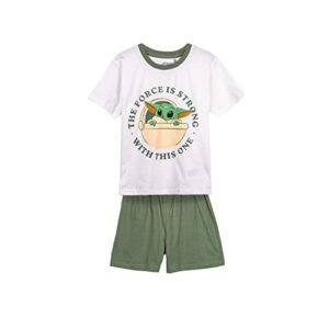 Pijama blanco y verde de The Mandalorian con estampado de Grogu para niño, talla 10 años.