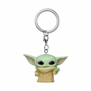 Llavero Funko Pop! de Grogu (Baby Yoda) de Star Wars con gran cabeza verde y orejas grandes.