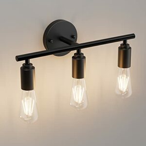 Aplique de pared negro con tres luces estilo vintage-industrial.