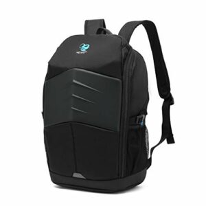 Mochila negra impermeable CoolBox para portátil gamer, con bolsillos de malla laterales y un diseño moderno.