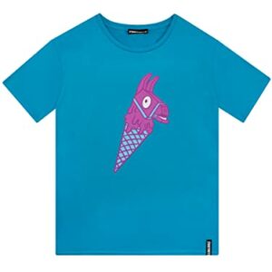 Camiseta azul para niños con diseño de llama de Fortnite como helado.