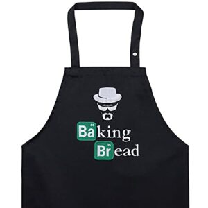 Delantal negro con bordado "Baking Bread" y diseño inspirado en Breaking Bad.