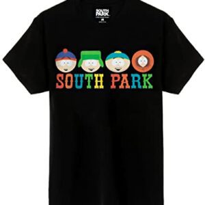 Camiseta negra con los personajes de South Park: Eric, Kyle, Stan y Kenny.