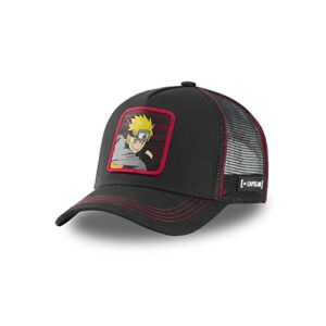 Gorra negra Capslab con personaje de Naruto y bordes rojos.