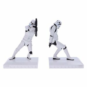 Sujetalibros de Stormtrooper en posiciones de acción, color blanco, por Nemesis Now.