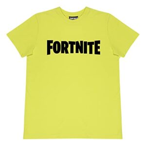 Camiseta amarilla de Fortnite para niños de 13-14 años con logo en negro.