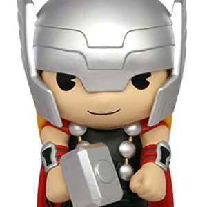 Hucha de Thor estilo caricatura, de 20 cm, con martillo y casco plateado.