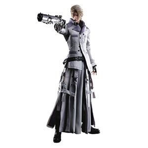 Figura de acción de Rufus Shinra con un abrigo largo gris y un arma en la mano.