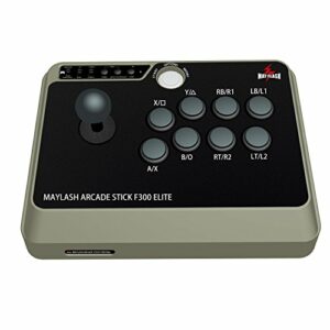 Controlador de juegos arcade Mayflash F300 Elite con joysticks y botones, color negro y gris.