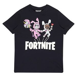 Camiseta negra de Fortnite con personajes disfrazados de conejos.