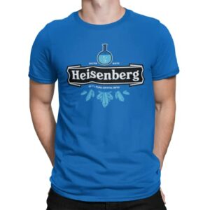 Camiseta azul royal con logo y texto "Heisenberg" en el centro.