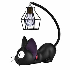 Lámpara nocturna en forma de gato negro con luces LED colgantes, diseño adorable.