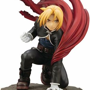 Figura de Edward Elric con capa roja y pose dinámica de la marca Kotobukiya.