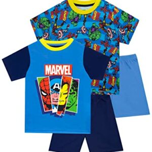 Pijamas Marvel para niños con estampados de Avengers en colores vivos.