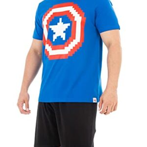 Pijama azul de Capitán América para hombre con logo pixeleado en el pecho.