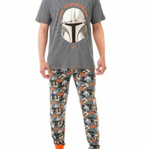 Pijama de hombre de The Mandalorian con camiseta gris y pantalón estampado, talla X-Large.