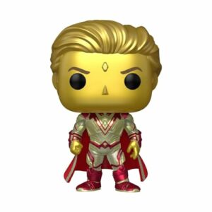 Figura Funko Pop! de Adam Warlock de Guardians of the Galaxy 3 en traje dorado y rojo.