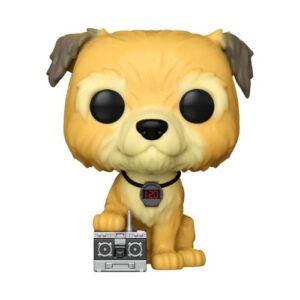 Figura Funko Pop exclusiva de Einstein, el perro de "Back to the Future", sosteniendo un radiotransmisor.