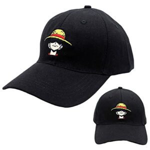 Gorra de béisbol negra con bordado del personaje de One Piece.