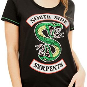 Camiseta negra de Riverdale con logo de Southside Serpents para mujer.