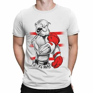 Camiseta blanca con dibujo de Popeye boxeador en pose fuerte.