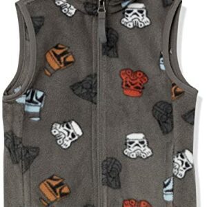 Chaleco de forro polar gris con estampado de cascos de Star Wars.