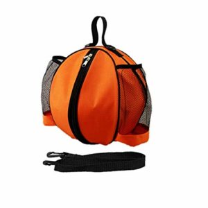 Bolsa bandolera naranja para baloncesto con bolsillos de malla lateral.