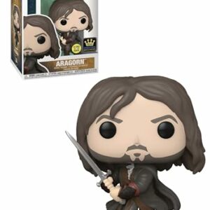 Figura Funko Pop! de Aragorn con espada y capa negra.