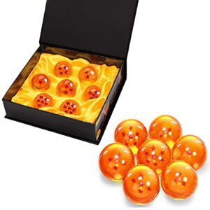 Caja con 7 bolas de dragón naranja con estrellas, ideales para coleccionar.