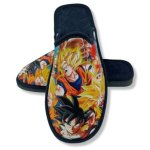 Pantuflas destalonadas para hombre con diseño de Son Goku de Dragon Ball.