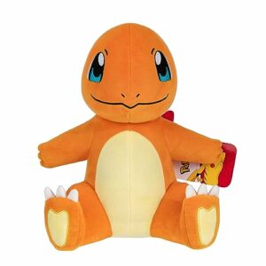 Peluche de Charmander de 30 cm, color naranja, con expresión feliz y detalles cuidados.