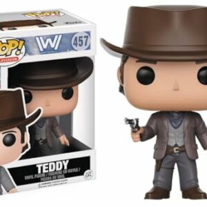 Figura de vinilo POP Funko de Teddy, personaje de Westworld, con sombrero y pistola.