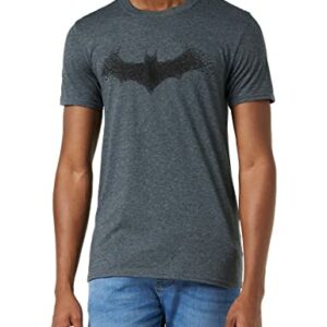 Camiseta gris oscuro de Batman con logo de murciélago en el pecho.