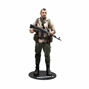 Figura de acción de un soldado de Call of Duty con rifle y base.