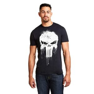 Camiseta negra de hombre con el logotipo del Punisher en blanco.