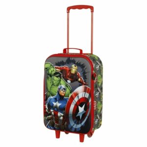 Maleta trolley de Los Vengadores con diseño en 3D de Hulk, Iron Man y Capitán América.