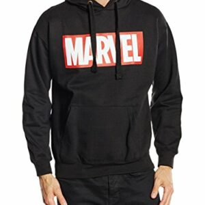 Sudadera negra con capucha y logo de MARVEL para hombre.