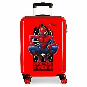 Maleta de cabina roja con imagen de Spiderman.