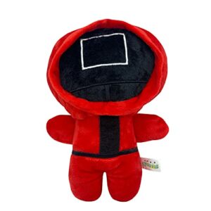 Peluche rojo de "Squid Game" de 20 cm con forma de cuadrado en la cara.