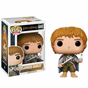 Figura Funko POP! de Samwise Gamgee de El Señor de los Anillos con espada y caja.