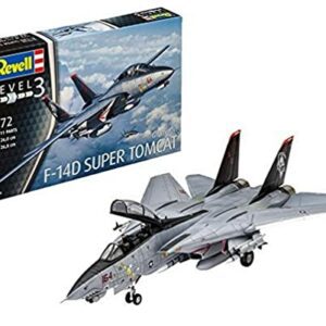 Modelo a escala 1:72 del avión F-14D Super Tomcat de Revell con caja visible.