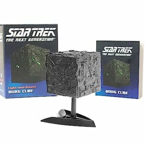 Figura de Borg Cube con luz y sonido de Star Trek, acompañada de un libro.