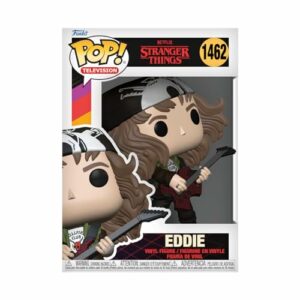 Funko Pop de Eddie de Stranger Things con gorra y guitarra.