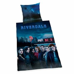 Juego de ropa de cama con personajes de Riverdale en fondo oscuro, marca Herding.