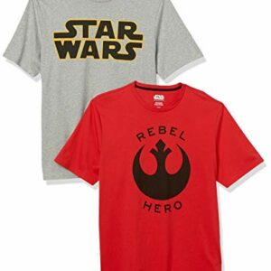 Pack de dos camisetas Star Wars para hombre (una gris con logo y una roja con diseño Rebel Hero).