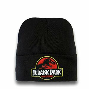 Gorro negro de punto para niño con logo bordado de Parque Jurásico.