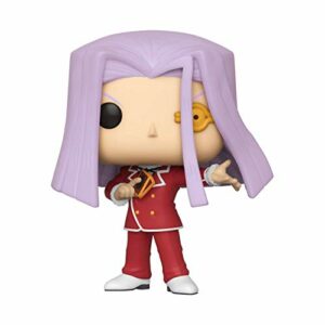 Figura Funko Pop! de Maximillion Pegasus con traje rojo y carta de Yu-Gi-Oh!